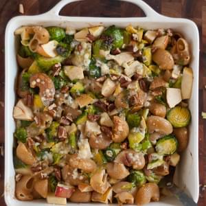 Baked Chiocciole with Brussels Sprouts, Apples and Blue Cheese