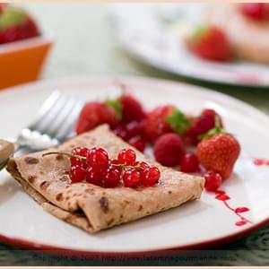 Chestnut, Quinoa Crêpes with Red Currants and Ricotta Cream