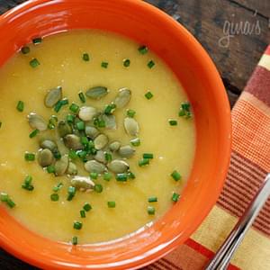 Roasted Acorn Squash and Leek Soup with Pepitas