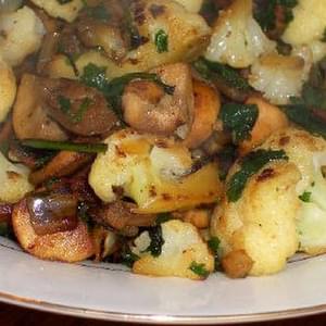 Cauliflower with Bacon and Mushrooms