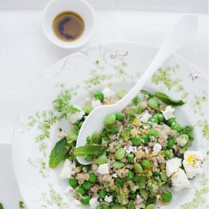 Spring Quinoa Salad with Peas, Favas, Lemon and Feta