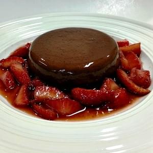 Dark Chocolate Panna Cotta with Balsamic Strawberries