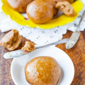 100% Whole Wheat No-Knead Make Ahead Dinner Rolls with Honey Butter