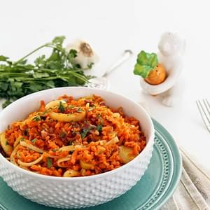 Carrot Rice Leek Risotto with Bacon
