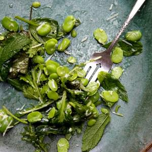 Fava Bean Salad with Mint & Mustard Greens