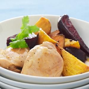 Orange Chicken Thighs with Beets and Sweets