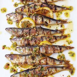 Grilled Sardines with Charred Lemon and Chile Sauce