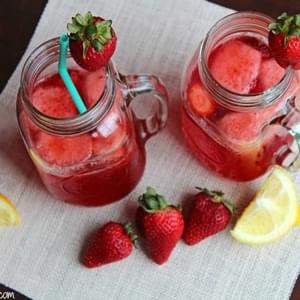 Watermelon Punch with Strawberry Lemonade Ice Cubes