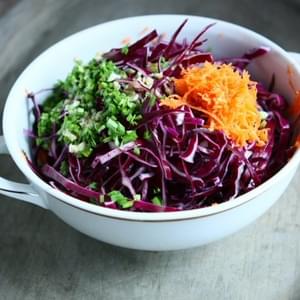 Shredded Red Cabbage and Carrot Salad