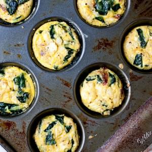 Miffin-Tin Omelets with Kale, Sundried Tomatoes, and Goat Cheese