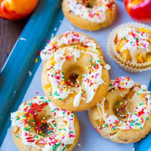 Baked Peach and Nectarine Donuts with White Chocolate