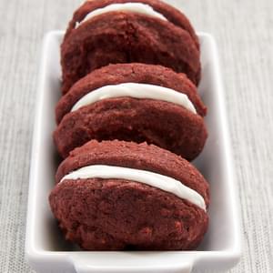 Red Velvet Chocolate Chunk Sandwich Cookies