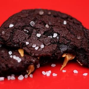 Chocolate Caramel Cookies with Sea Salt