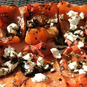 Grilled Red Peppers with Goat Cheese and Balsamic Glaze