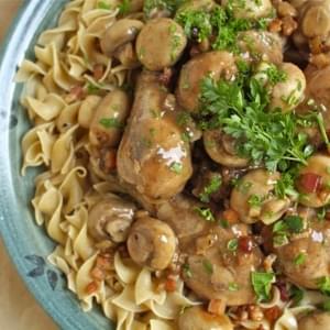 Simple Coq au Vin (Chicken with Mushrooms in Red Wine Sauce)