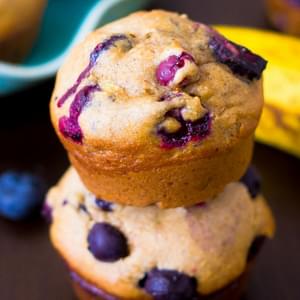 Skinny Banana Blueberry Muffins