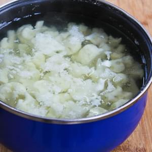Pureed (or Mashed) Cauliflower with Garlic, Parmesan, and Goat Cheese