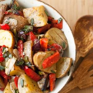 Grilled Potato Salad with Charred Onions and Peppers