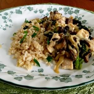 Chicken and Roasted Broccoli with Mushroom Sauce