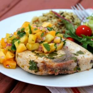 Grilled Swordfish with Pineapple- Peach Salsa