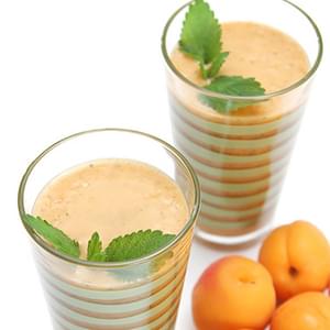 Apricot Smoothie with Almond Milk and Lemon Balm
