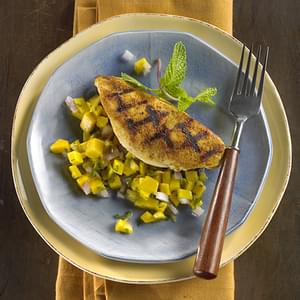 Grill Pan Chicken with Fiery Mango-Ginger Salsa