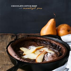 Chocolate Dutch Baby with Caramelized Pears