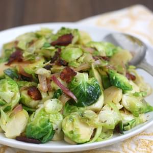 Brussels Sprout Hash with Caramelized Shallots and Bacon