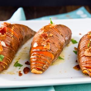 Hasselback Sweet Potatoes with Maple-Cinnamon Butter