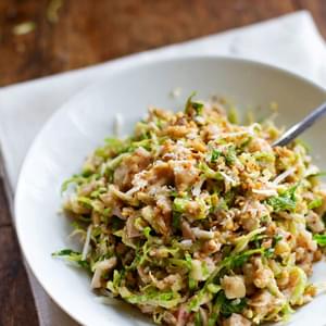 Chopped Brussels Sprout Salad with Chicken and Walnuts
