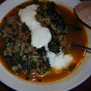 Kiymali Ispanak ve Sarimsakli Yogurt - Spinach and ground beef with Garlic Yogurt