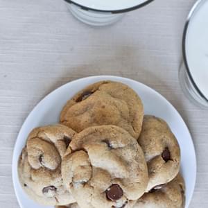 Puffy Peanut Butter Cookies with Chocolate Chips