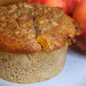 Sweet Peach Muffins w/ Brown Sugar- Walnut Streusel