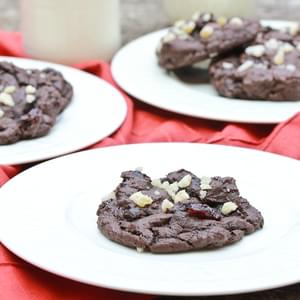 Double Chocolate Cookies with Ginger and Cherries