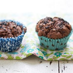 Cocoa And Banana Muffins With Black Sesame Seeds
