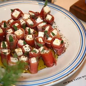 French Appetizers: Dukkah & Feta Wrapped with Prosciutto