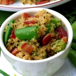 Bacon-Quinoa-Snap Pea Salad with Honey-Lime Dressing