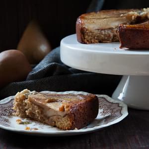 Pear Cake with Honey, Walnuts and Blue Cheese