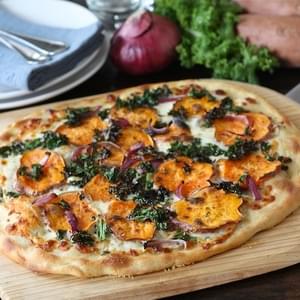 Sweet Potato Kale Pizza with Rosemary & Red Onion