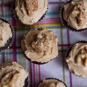 Mini Cinnamon Chocolate Cupcakes w/ Spiced Buttercream and Candied Maple Walnuts