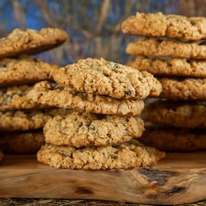 Oatmeal Cookies with Dried Blueberries and Crystallized Ginger