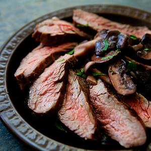 Grilled Flank Steak with Mushrooms