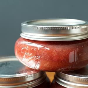 Small Batch Strawberry Rhubarb Jam with Rose Flower Water