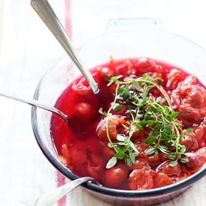 Sour Cherry Soup Infused With Lemon Thyme And Vanilla