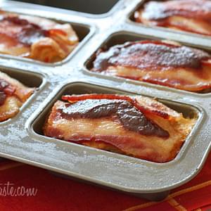 Bacon Topped Petite Turkey Meatloaf with BBQ Sauce