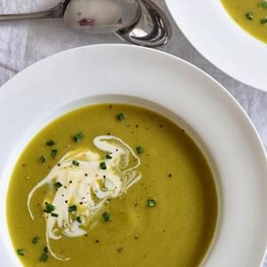 Creamy Asparagus Leek Soup with Creme Fraiche