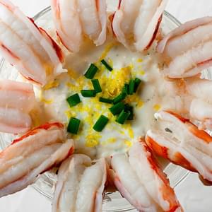 Poached Shrimp with Sour Cream Horseradish Dipping Sauce
