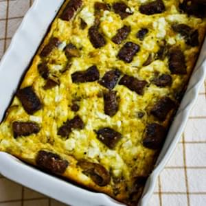 Sausage, Mushrooms, and Feta Baked with Eggs