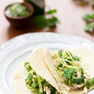 Soft Chicken Tacos with Cilantro Chimichurri and Homemade Corn Tortillas