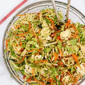 Asian Brussels Sprout Slaw with Carrots and Almonds